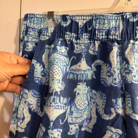 NWT Lilly Pulitzer Florita Linen Elephant Print Pant Pockets Medium - Picture 7 of 9